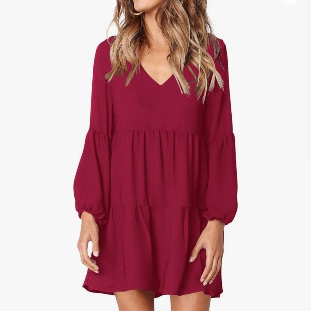 Amoretu Burgundy Summer Tunic V-Neck dress size XL